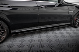 Seitenschweller Ansatz Cup Leisten für Mercedes-Benz E63 AMG Sedan W212 Facelift Carbon Look