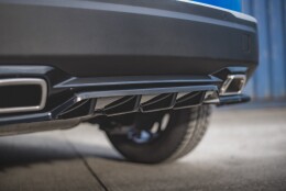Mittlerer Cup Diffusor Heck Ansatz DTM Look passend für Peugeot 2008 Mk2 schwarz Hochglanz