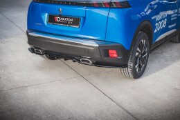 Mittlerer Cup Diffusor Heck Ansatz DTM Look passend für Peugeot 2008 Mk2 schwarz Hochglanz