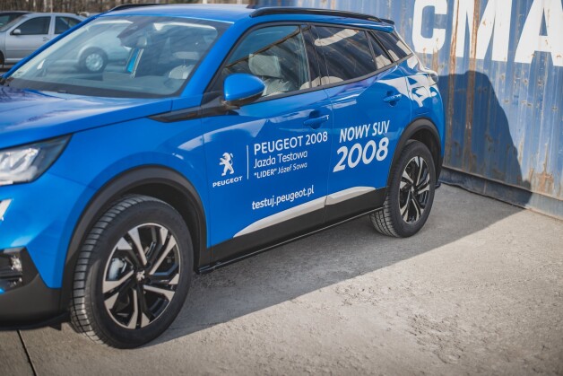 Seitenschweller Ansatz Cup Leisten passend für Peugeot 2008 Mk2 schwarz Hochglanz