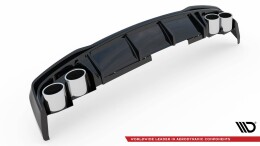 Heck Ansatz Diffusor schwarz Hochglanz + Sportauspuff Attrappe Chrom für Audi A6 C8 S-Line