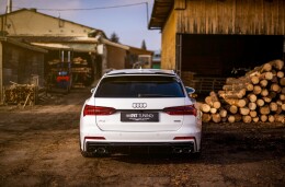 Heck Ansatz Diffusor + Endrohre schwarz passend für Audi A6 S-Line / S6 C8 / C8 FL schwarz Hochglanz