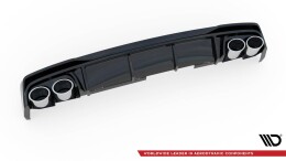 Heck Ansatz Diffusor + Endrohre schwarz passend für Audi A6 S-Line / S6 C8 / C8 FL schwarz Hochglanz