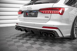 Heck Ansatz Diffusor + Endrohre schwarz passend für Audi A6 S-Line / S6 C8 / C8 FL schwarz Hochglanz