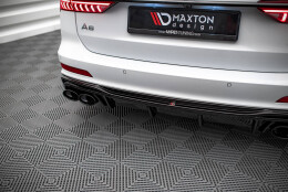 Heck Ansatz Diffusor + Endrohre schwarz passend für Audi A6 S-Line / S6 C8 / C8 FL schwarz Hochglanz