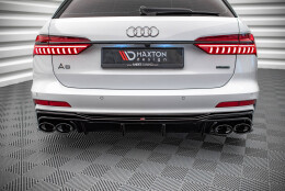 Heck Ansatz Diffusor + Endrohre schwarz passend für Audi A6 S-Line / S6 C8 / C8 FL schwarz Hochglanz
