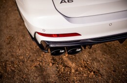 Heck Ansatz Diffusor + Endrohre schwarz passend für Audi A6 S-Line / S6 C8 / C8 FL schwarz Hochglanz
