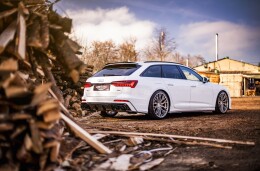Heck Ansatz Diffusor + Endrohre schwarz passend für Audi A6 S-Line / S6 C8 / C8 FL schwarz Hochglanz