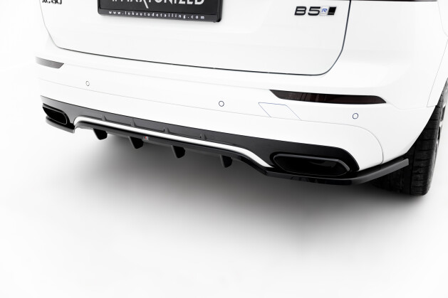 Mittlerer Cup Diffusor Heck Ansatz DTM Look passend für Volvo XC60 Mk2 R-Design schwarz Hochglanz