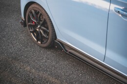 Seitenschweller Ansatz Cup Leisten + Flaps V.5 für Hyundai I30 N Mk3 Hatchback/Fastback schwarz Hochglanz