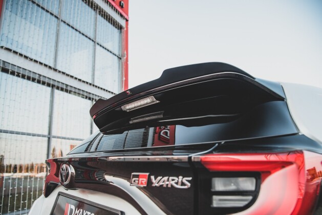 Heck Spoiler Aufsatz Abrisskante für Toyota GR Yaris Mk4 schwarz Hochglanz