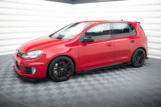 Street Pro Seitenschweller Ansatz Cup Leisten passend für VW Golf 6 GTI Mk6 rot+ Hochglanz Flaps