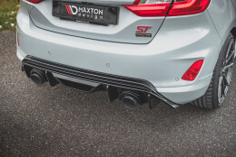 Heck Ansatz Diffusor für Ford Fiesta ST mk8 schwarz Hochglanz Heckansatz+Milltek Sport Endschalldämpfer geglüht