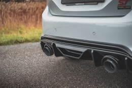 Heck Ansatz Diffusor für Ford Fiesta ST mk8 schwarz Hochglanz Heckansatz+Milltek Sport Endschalldämpfer geglüht