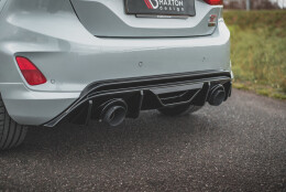 Heck Ansatz Diffusor für Ford Fiesta ST mk8 schwarz Hochglanz Heckansatz+Milltek Sport Endschalldämpfer geglüht