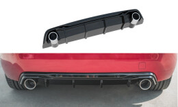Heck Ansatz Diffusor + Endrohre chrom passend für Peugeot 308 GT Mk2 FL schwarz Hochglanz