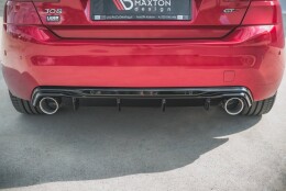 Heck Ansatz Diffusor + Endrohre chrom passend für Peugeot 308 GT Mk2 FL schwarz Hochglanz
