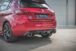 Heck Ansatz Diffusor + Endrohre chrom passend für Peugeot 308 GT Mk2 FL schwarz Hochglanz