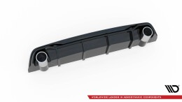 Heck Ansatz Diffusor + Endrohre chrom passend für Peugeot 308 GT Mk2 FL schwarz Hochglanz