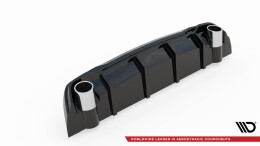 Heck Ansatz Diffusor + Endrohre chrom passend für Peugeot 308 GT Mk2 FL schwarz Hochglanz