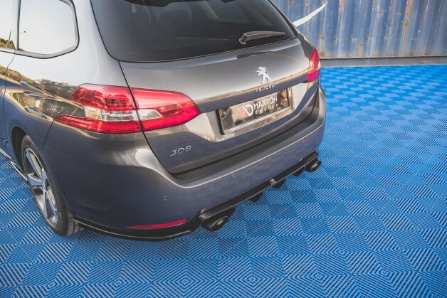 Heck Ansatz Flaps Diffusor V.2 für Peugeot 308 SW Mk2  schwarz Hochglanz