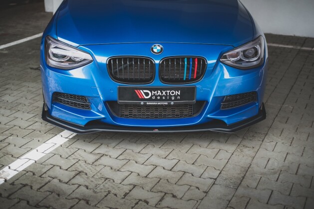 Street Pro Cup Spoilerlippe Front Ansatz für BMW M135i F20 SCHWARZ+ HOCHGLANZ FLAPS