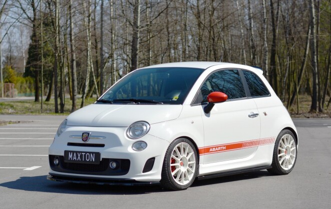 Seitenschweller Ansatz Cup Leisten passend für Abarth 500 Mk1 schwarz Hochglanz