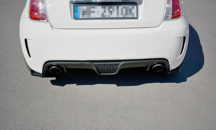 Heck Ansatz Flaps Diffusor für Abarth 500 Mk1 schwarz Hochglanz