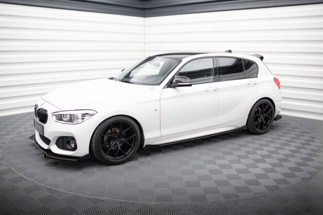 Street Pro Seitenschweller Ansatz Cup Leisten V.2 passend für BMW 1er F20 M135i / M140i / M-Paket SCHWARZ + HOCHGLANZ FLAPS