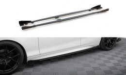 Street Pro Seitenschweller Ansatz Cup Leisten V.2 passend für BMW 1er F20 M135i / M140i / M-Paket SCHWARZ + HOCHGLANZ FLAPS