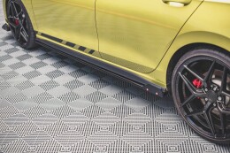 Seitenschweller Ansatz Cup Leisten V.2 + Flaps für VW Golf 8 GTI / GTI Clubsport schwarz MATT