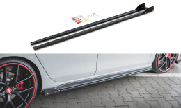 Seitenschweller Ansatz Cup Leisten V.2 + Flaps passend für VW Golf 8 GTI / GTI Clubsport schwarz MATT