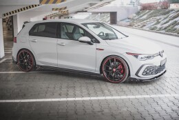 Seitenschweller Ansatz Cup Leisten V.2 + Flaps passend für VW Golf 8 GTI / GTI Clubsport schwarz MATT