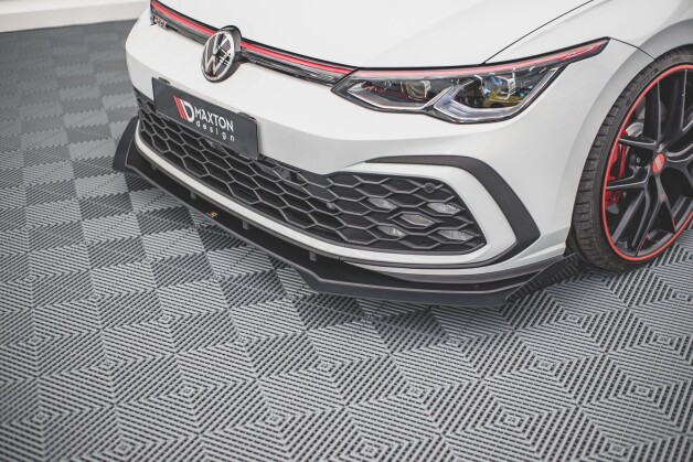 Street Pro Spoilerlippe Front Ansatz + Flaps passend für VW Golf GTI / GTE / GTD / R-Line Mk8 schwarz Hochglanz