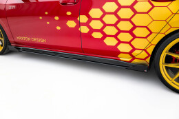 Street Pro Seitenschweller Ansatz Cup Leisten + Flaps für VW Golf GTI Clubsport Mk8 Facelift schwarz Hochglanz