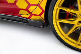 Street Pro Seitenschweller Ansatz Cup Leisten + Flaps für VW Golf GTI Clubsport Mk8 Facelift schwarz Hochglanz