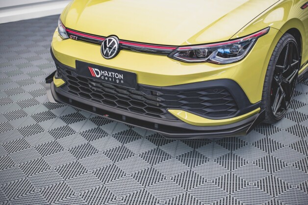 Street Pro Cup Spoilerlippe Front Ansatz für + Flaps für VW Golf GTI Clubsport Mk8 schwarz Hochglanz