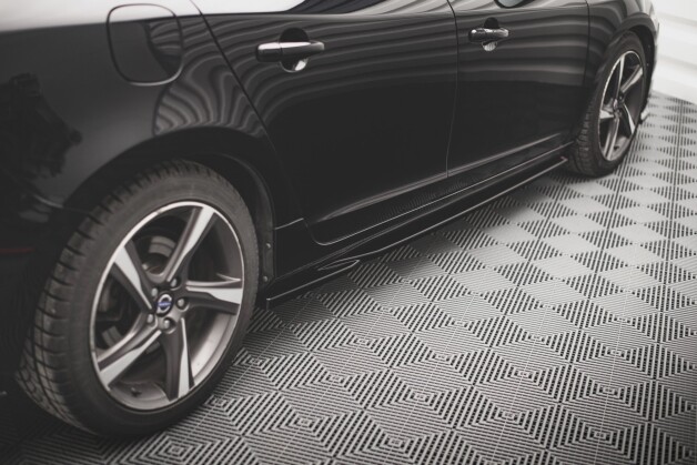 Seitenschweller Ansatz Cup Leisten passend für Volvo S60 R-Design Mk2 schwarz Hochglanz