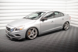 Seitenschweller Ansatz Cup Leisten passend für Volvo S60 R-Design Mk2 schwarz Hochglanz