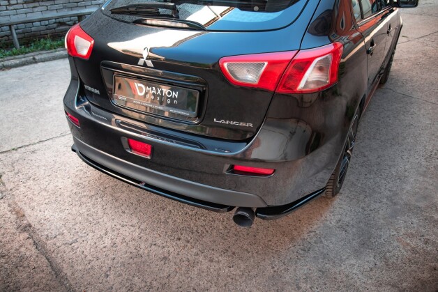 Heck Ansatz Flaps Diffusor passend für Mistubishi Lancer Sportback Mk8 schwarz Hochglanz