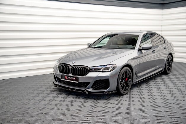Street+ Spoilerlippe Front Ansatz V.1 passend für BMW 5er M-Paket / M550i / M550d Limousine / Touring G30 / G31 FL schwarz Hochglanz