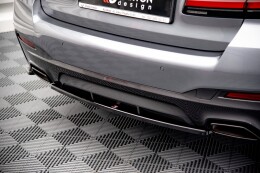 Mittlerer Cup Diffusor Heck Ansatz für BMW 5er G30 Facelift M-Paket schwarz Hochglanz