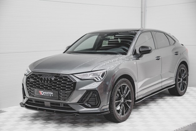 Street+ Spoilerlippe Front Ansatz V.1 passend für Audi Q3 Sportback / SUV S-Line F3 schwarz Hochglanz