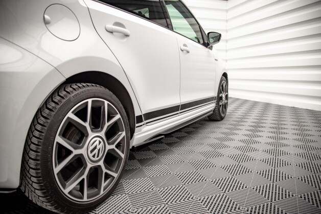 Seitenschweller Ansatz Cup Leisten passend für VW Up GTI schwarz Hochglanz