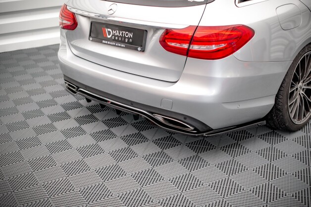 Mittlerer Cup Diffusor Heck Ansatz DTM Look passend für Mercedes-Benz C W205 schwarz Hochglanz