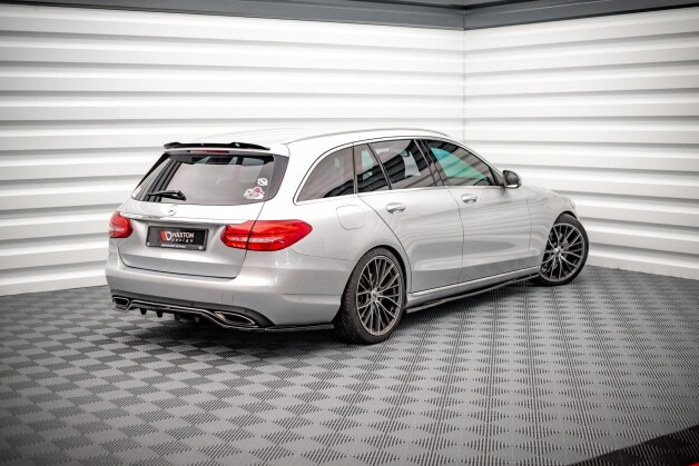 Seitenschweller Ansatz Cup Leisten passend für Mercedes-Benz C W205 schwarz Hochglanz