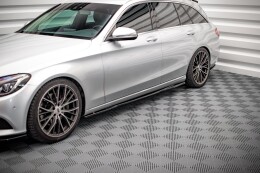 Seitenschweller Ansatz Cup Leisten für Mercedes C W205 schwarz Hochglanz