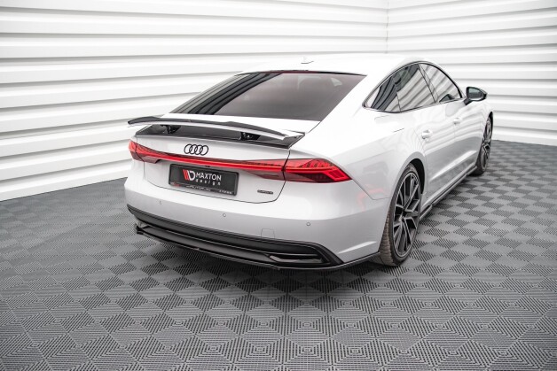 Mittlerer Cup Diffusor Heck Ansatz passend für Audi A7 C8 schwarz Hochglanz