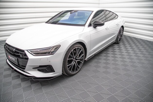 Seitenschweller Ansatz Cup Leisten passend für Audi A7 C8 schwarz Hochglanz