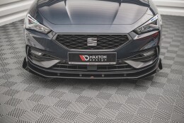 Street Pro Spoilerlippe Front Ansatz + Flaps passend für Seat Leon FR Mk4 schwarz Hochglanz